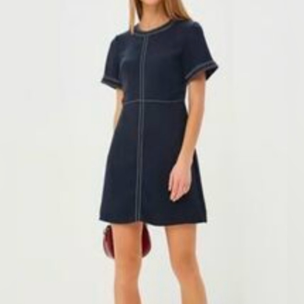 Banana Republic - Navy Mini Dress with Contrast White Stitching